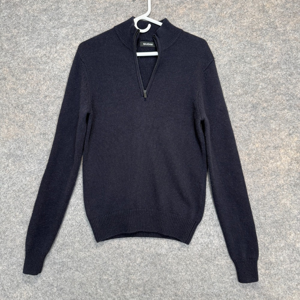 NAADAM Wool Cashmere Quarter Zip Sweater Mens Small Mock Knit Designer 1/4
